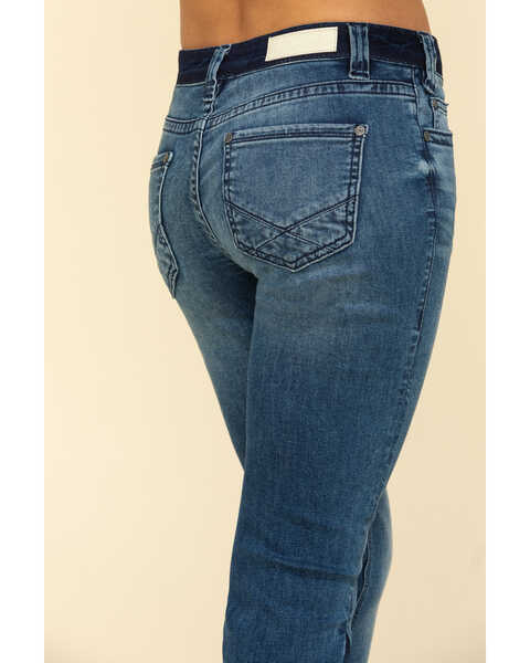 Image #4 - Rock & Roll Denim Women's Medium Dark Flare Jeans , Blue, hi-res