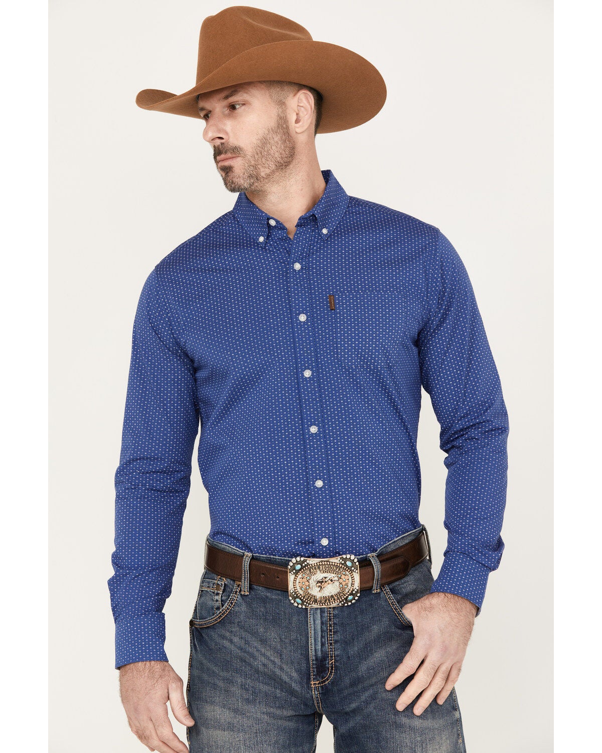 Image #1 - Ariat Men's Ditsy Stretch Modern Fit Button-Down Long Sleeve Western Shirt, , hi-res