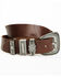 Shyanne Women's Triple Keeper Leather Belt, Brown, hi-res