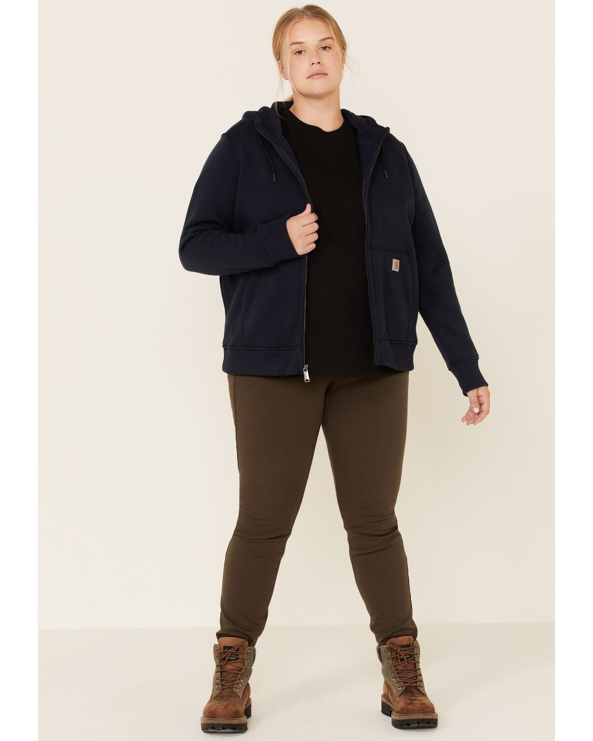 Image #2 - Carhartt Women's Navy Clarksburg Full-Zip Hoodie - Plus, , hi-res
