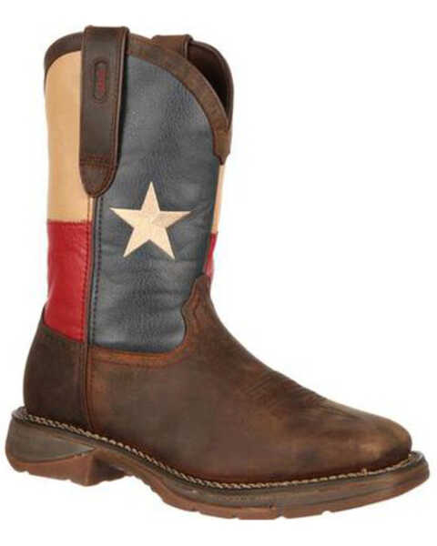 Rebel by Durango Men's Steel Toe Texas Flag Western Boots, Brown, hi-res