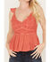 Image #3 - Shyanne Women's Floral Fluttered Tank Top, Brick Red, hi-res