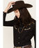 Panhandle Women's Retro Graphic Long Sleeve Western Pearl Snap Shirt, Black, hi-res