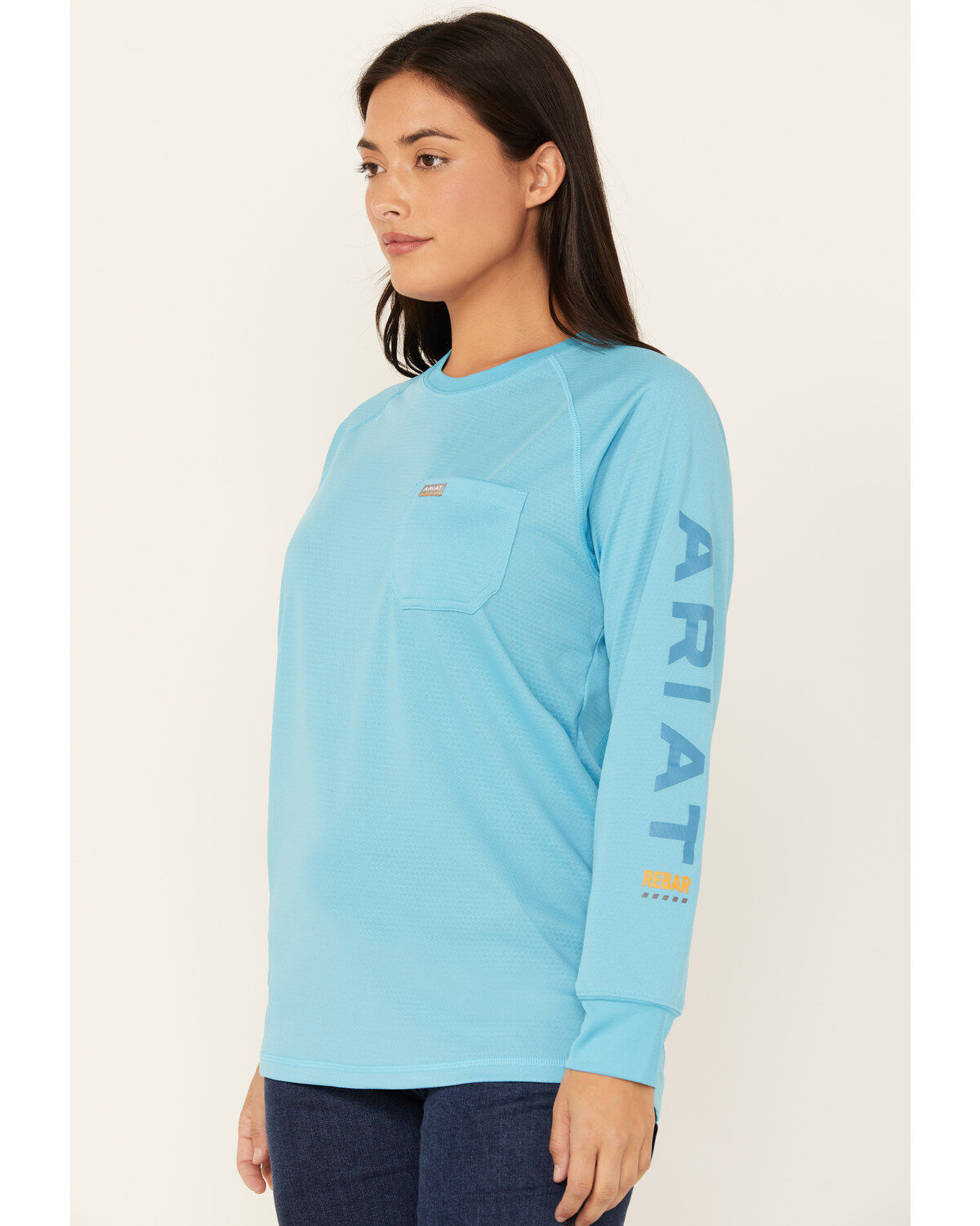 Image #1 - Ariat Women's Rebar Heat Fighter Long Sleeve Work Shirt, Blue, hi-res