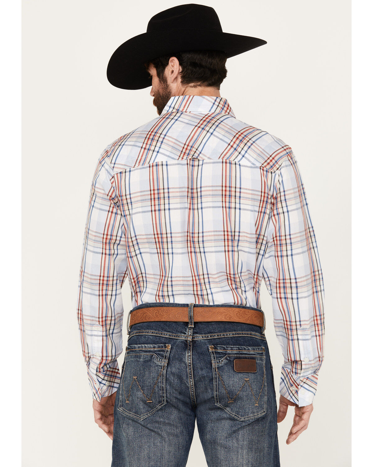 Image #4 - Resistol Men's Sulphur Plaid Print Long Sleeve Button Down Western Shirt, Blue/red, hi-res