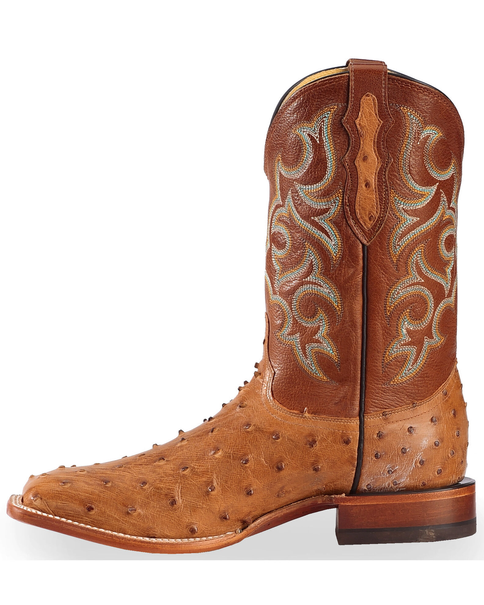 Justin black ostrich square toe boots outlet