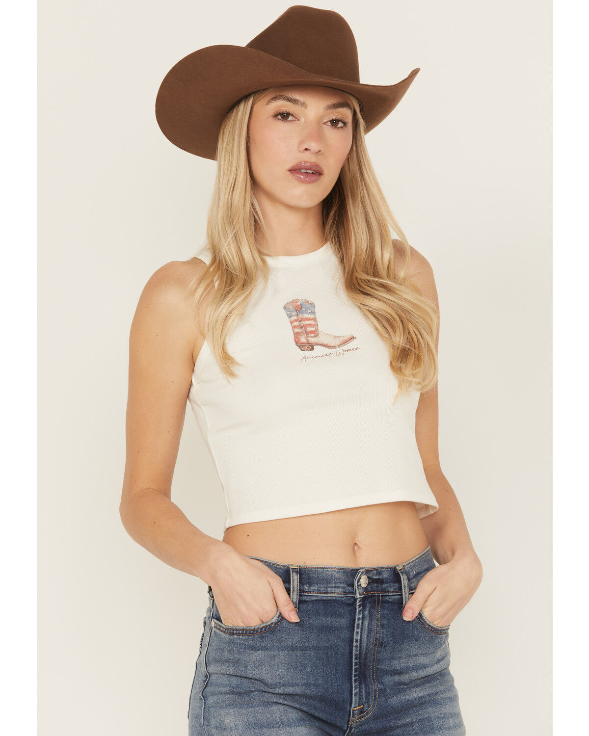 Originality Women's American Women Graphic Tank, White, hi-res