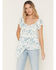 Image #1 - Wild Moss Women's Floral Print Short Sleeve Shirt, Ivory, hi-res
