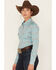 Rough Stock by Panhandle Women's Long Sleeve Pearl Snap Western Shirt, Turquoise, hi-res