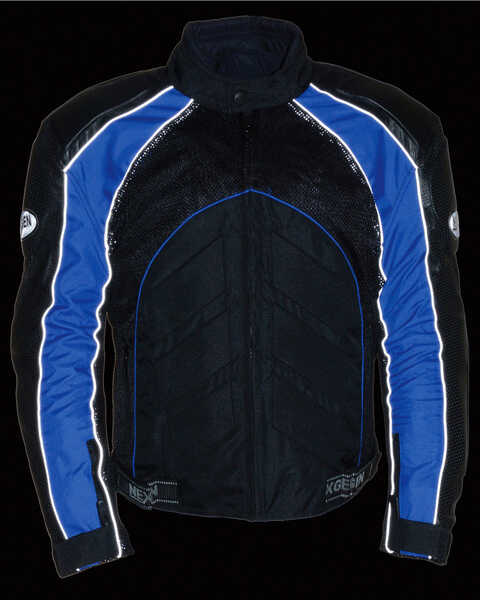 Image #4 - Milwaukee Leather Men's Combo Leather Textile Mesh Racer Jacket - 4X, Black/blue, hi-res
