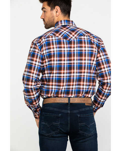 Image #2 - Rough Stock By Panhandle Men's Walpole Stretch Plaid Print Long Sleeve Western Shirt , Rust Copper, hi-res