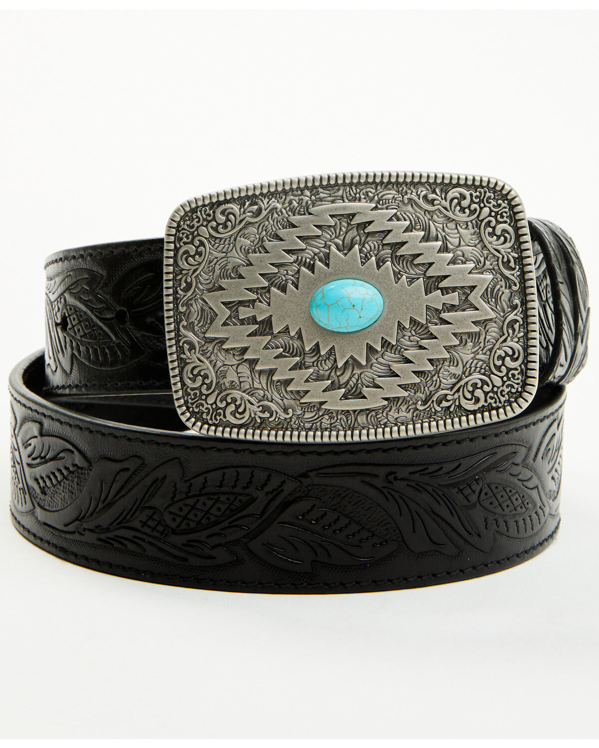 Image #1 - Cody James Men's Palmer Tooled Leather Belt, Black, hi-res