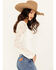 Image #2 - Shyanne Women's Lace Sleeve Rib Long Sleeve Top, Off White, hi-res