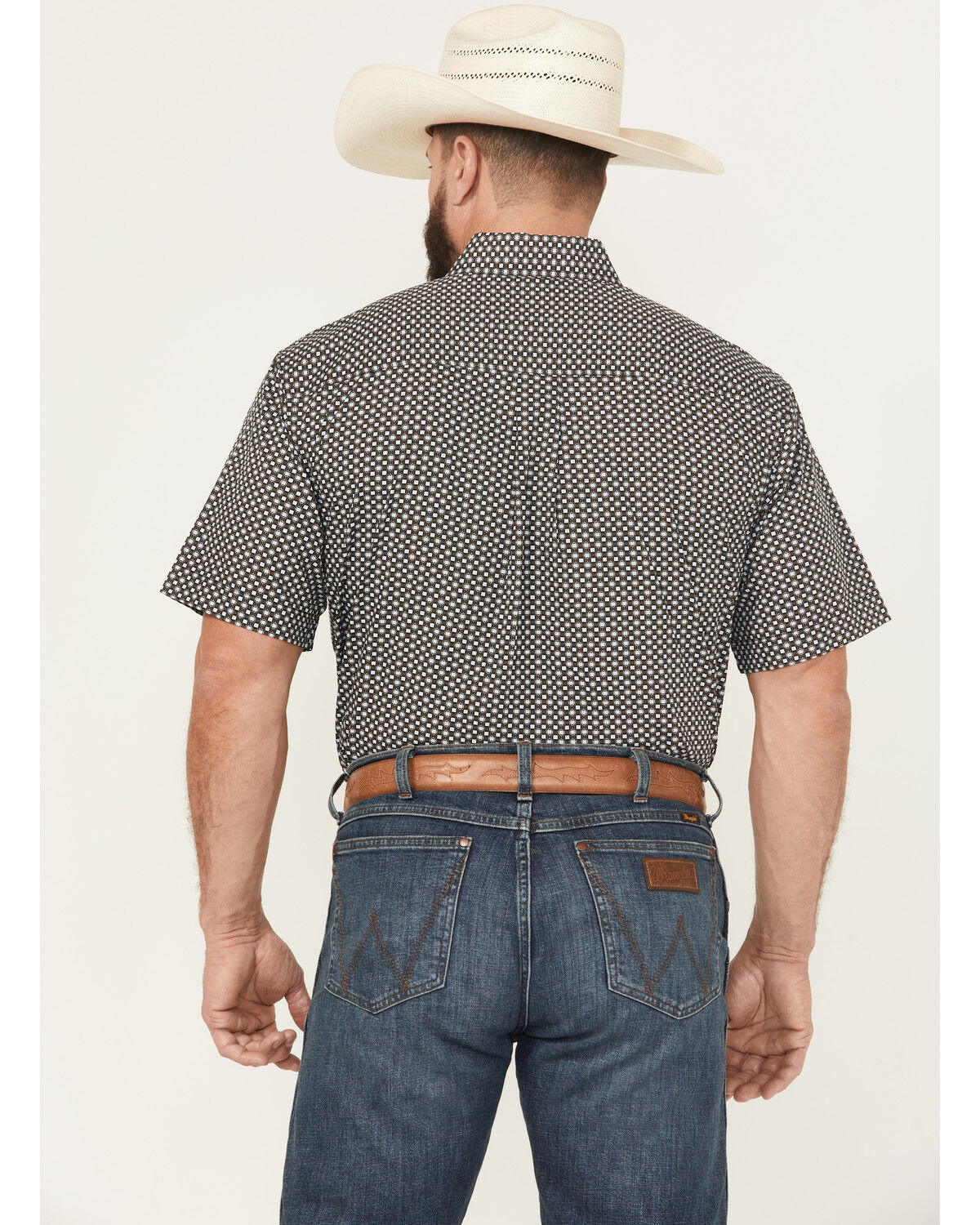 Image #4 - Cinch Men's Geo Print Short Sleeve Button-Down Western Shirt, Black, hi-res