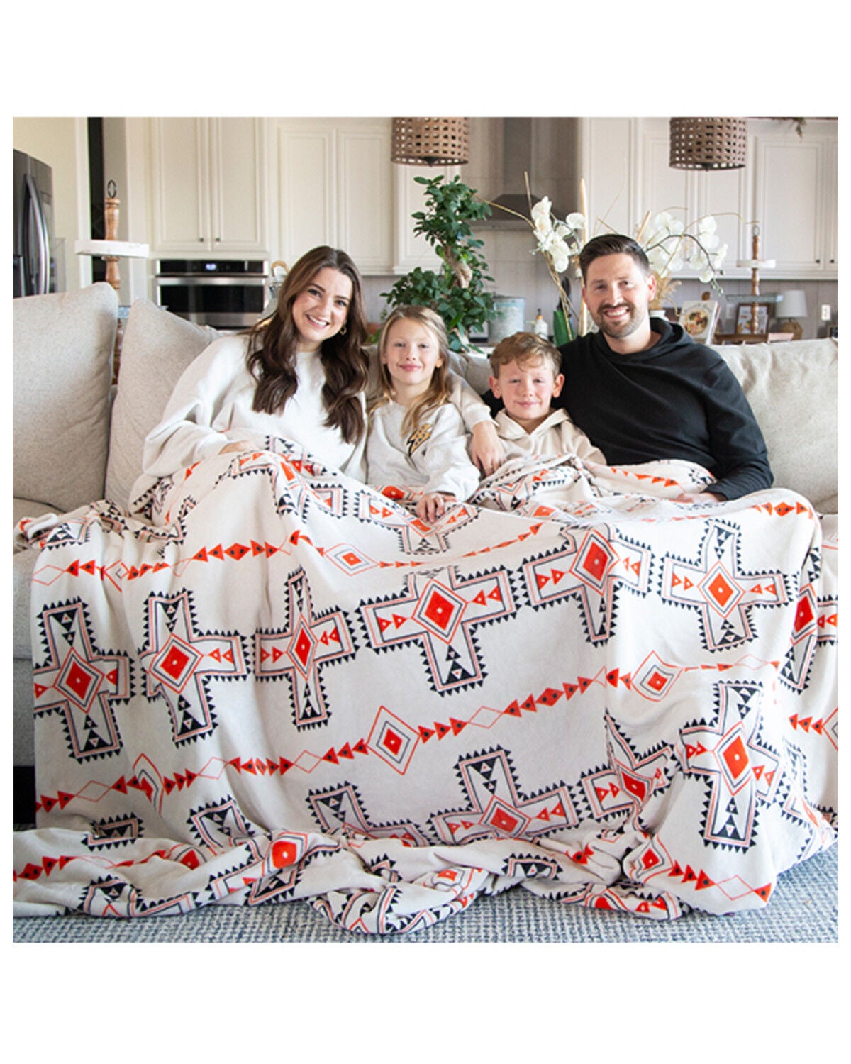 Image #2 - Carstens Home Wrangler Santa Fe Sun Queen Blanket, Cream, hi-res