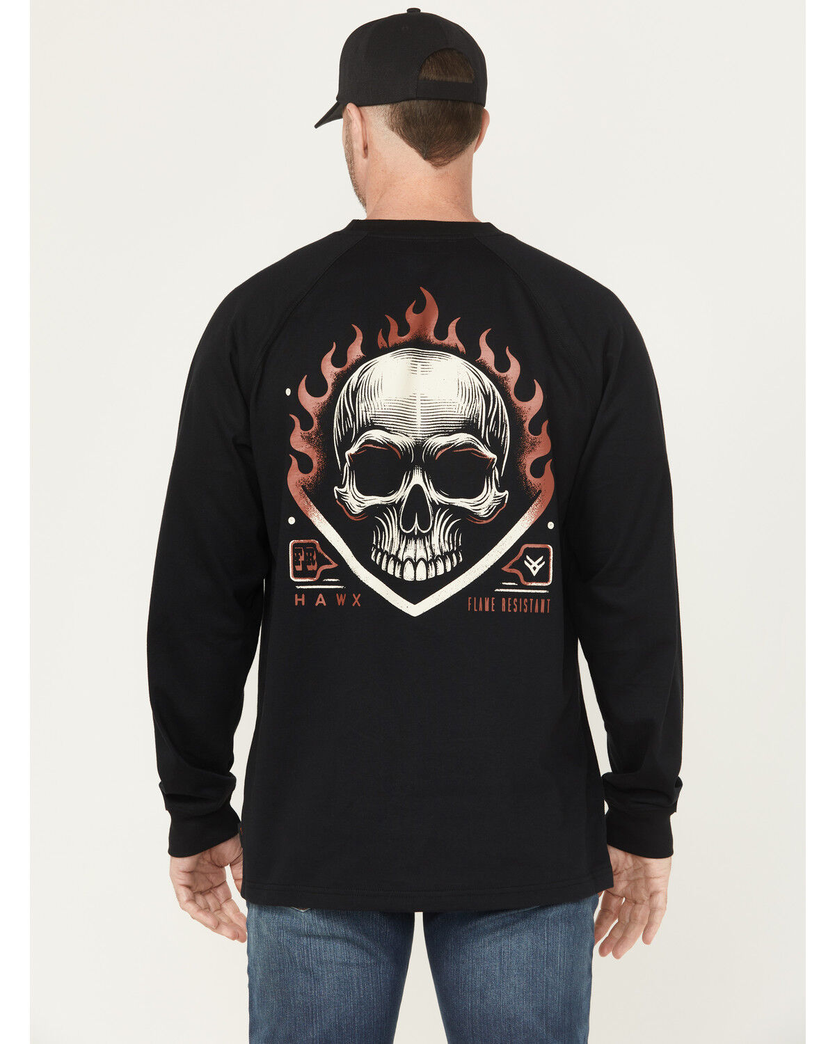 Hawx Men's FR Flaming Skull Long Sleeve Graphic Work T-Shirt