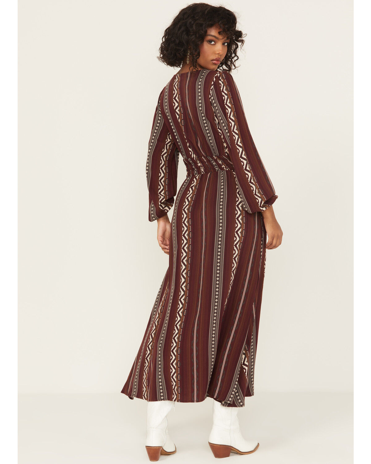 Product Name:  Wrangler Retro Women's Southwestern Striped Print Long Sleeve Button-Down Maxi Dress