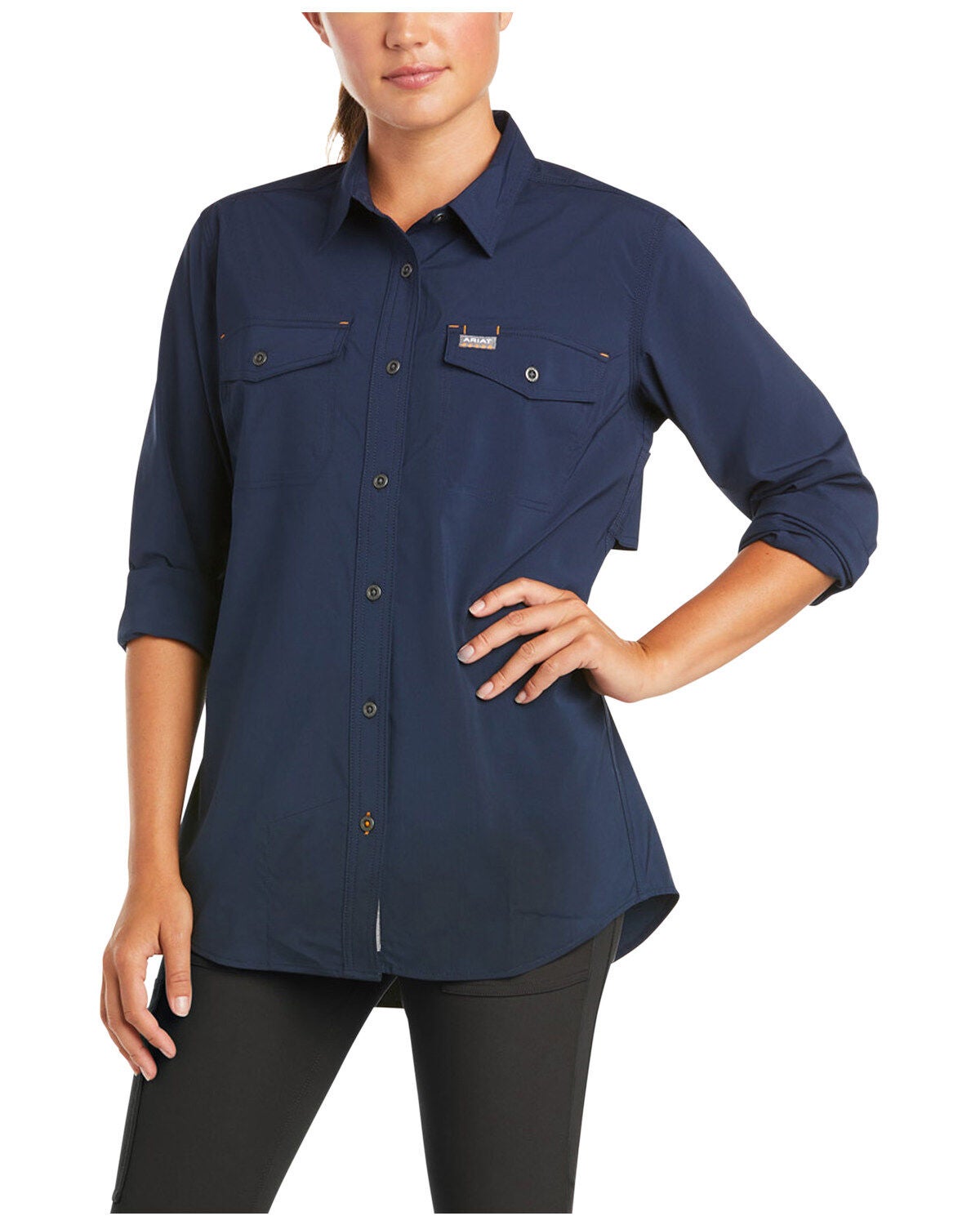 Ariat Women's Rebar Made Tough VentTEK DuraStretch Work Shirt, Navy, hi-res