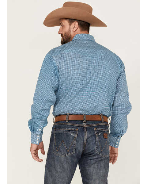 Image #4 - Stetson Men's Micro Chip Geo Print Long Sleeve Pearl Snap Western Shirt , Blue, hi-res