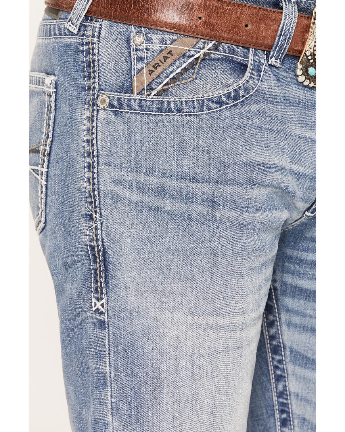 Image #2 - Ariat Men's Beckett Dax Light Wash Relaxed Straight Stretch Denim Jeans, Light Wash, hi-res