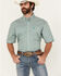 Image #1 - George Strait by Wrangler Men's Geo Print Short Sleeve Button-Down Stretch Western Shirt, Turquoise, hi-res