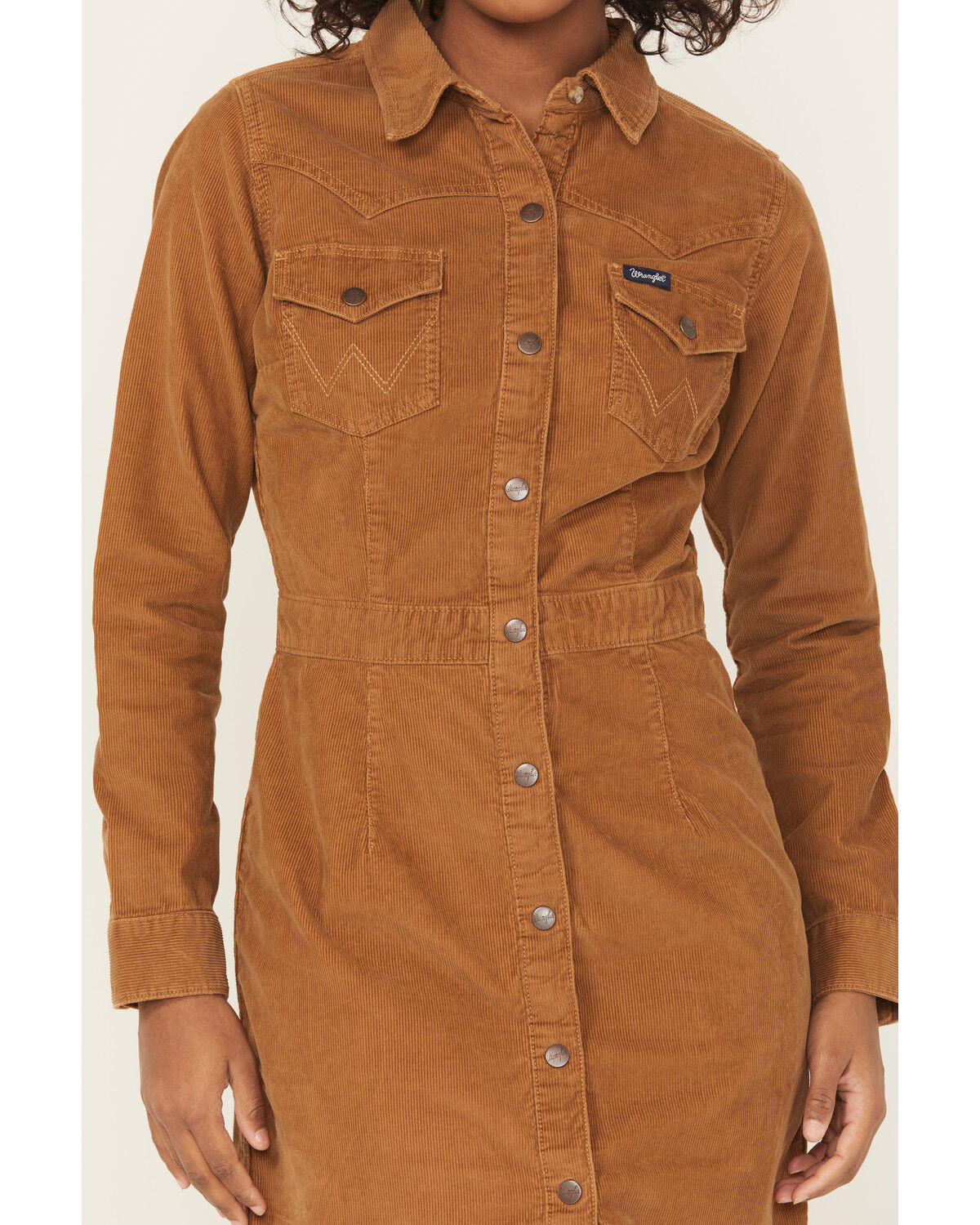 Image #3 - Wrangler Retro Women's Corduroy Long Sleeve Snap Mini Dress, Brown, hi-res