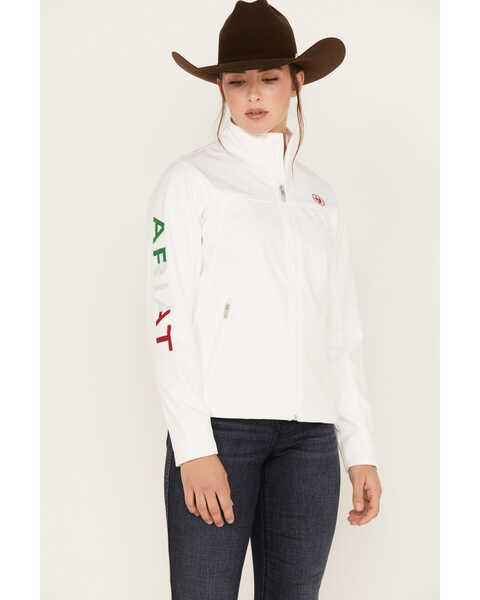 Ariat Women's Classic Team Mexico Flag Softshell Jacket, White, hi-res