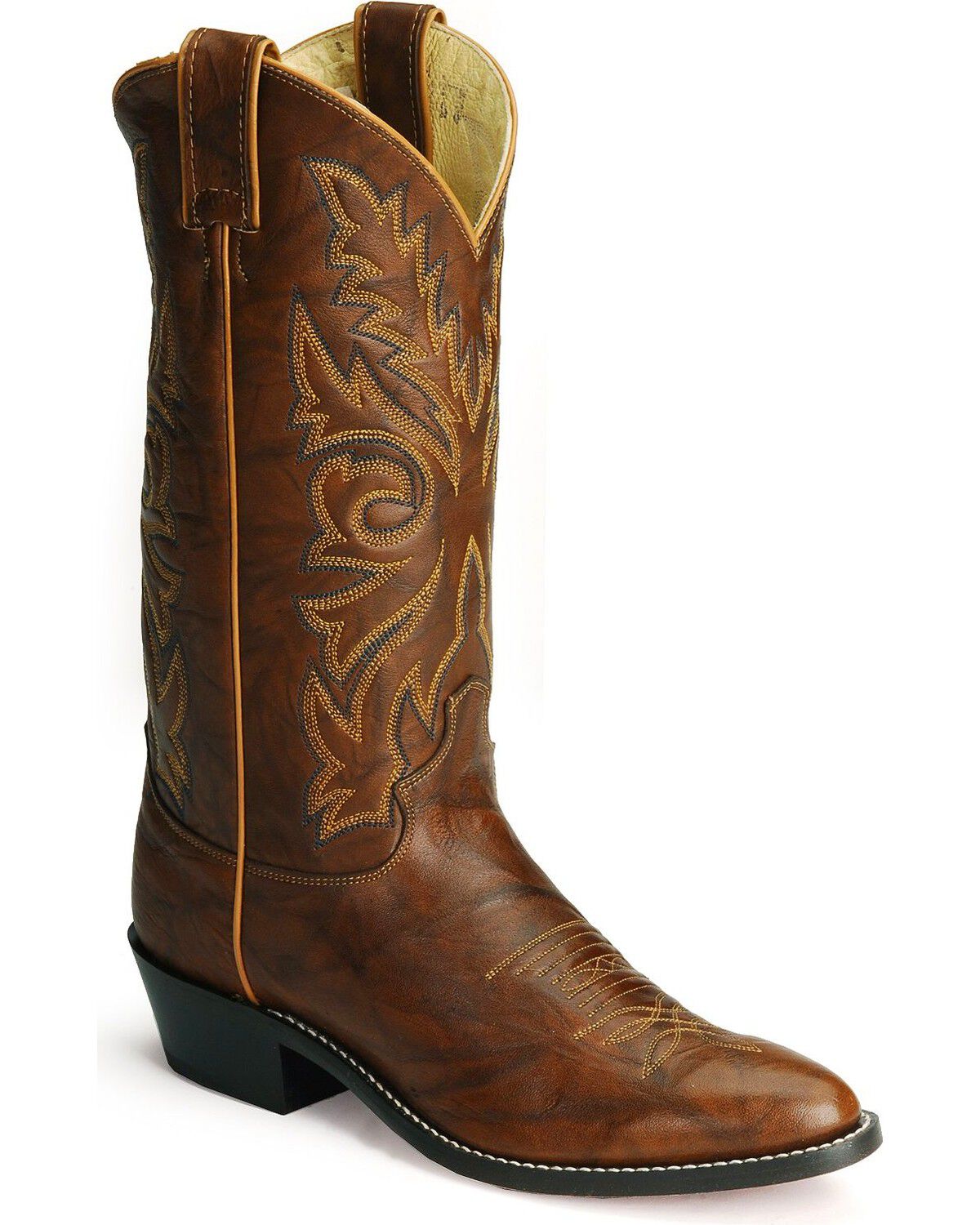 Image #1 - Justin Men's Marbled Deerlite Western Boots - Round Toe, Chestnut, hi-res