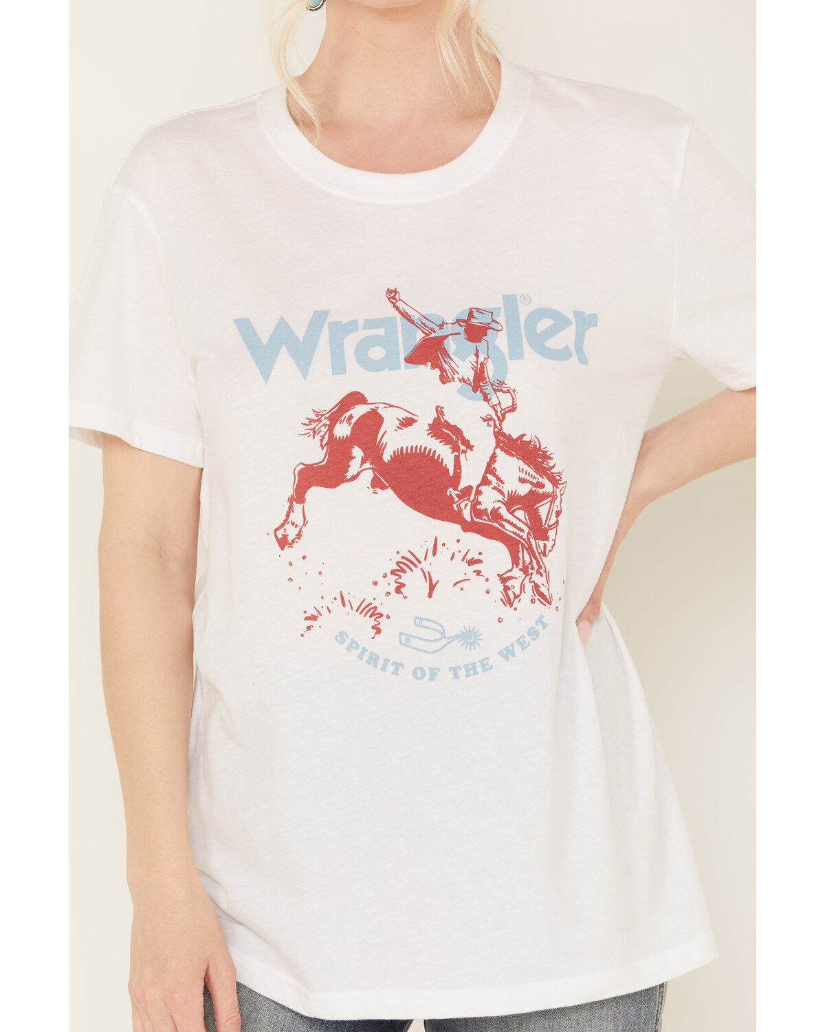Image #3 - Wrangler Retro Women's Bucking Bronc Boyfriend Graphic Tee, White, hi-res
