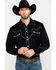 Image #1 - Scully Men's Embroidered Long Sleeve Snap Western Shirt, Black, hi-res