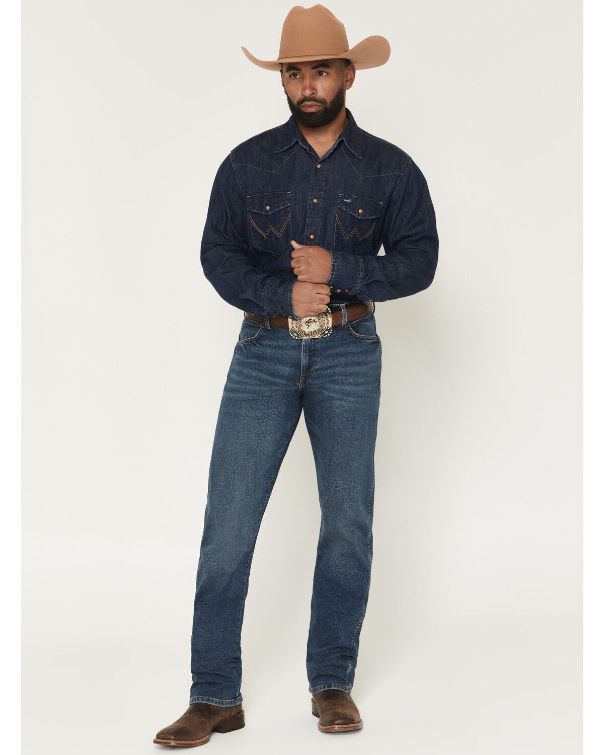 Wrangler Retro Men's 88MWZ Jasper Dark Wash Slim Straight Stretch Denim Jeans, Dark Wash, hi-res