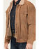 Image #3 - Cripple Creek Men's Sherpa Lined Suede Trucker Jacket, Tan, hi-res