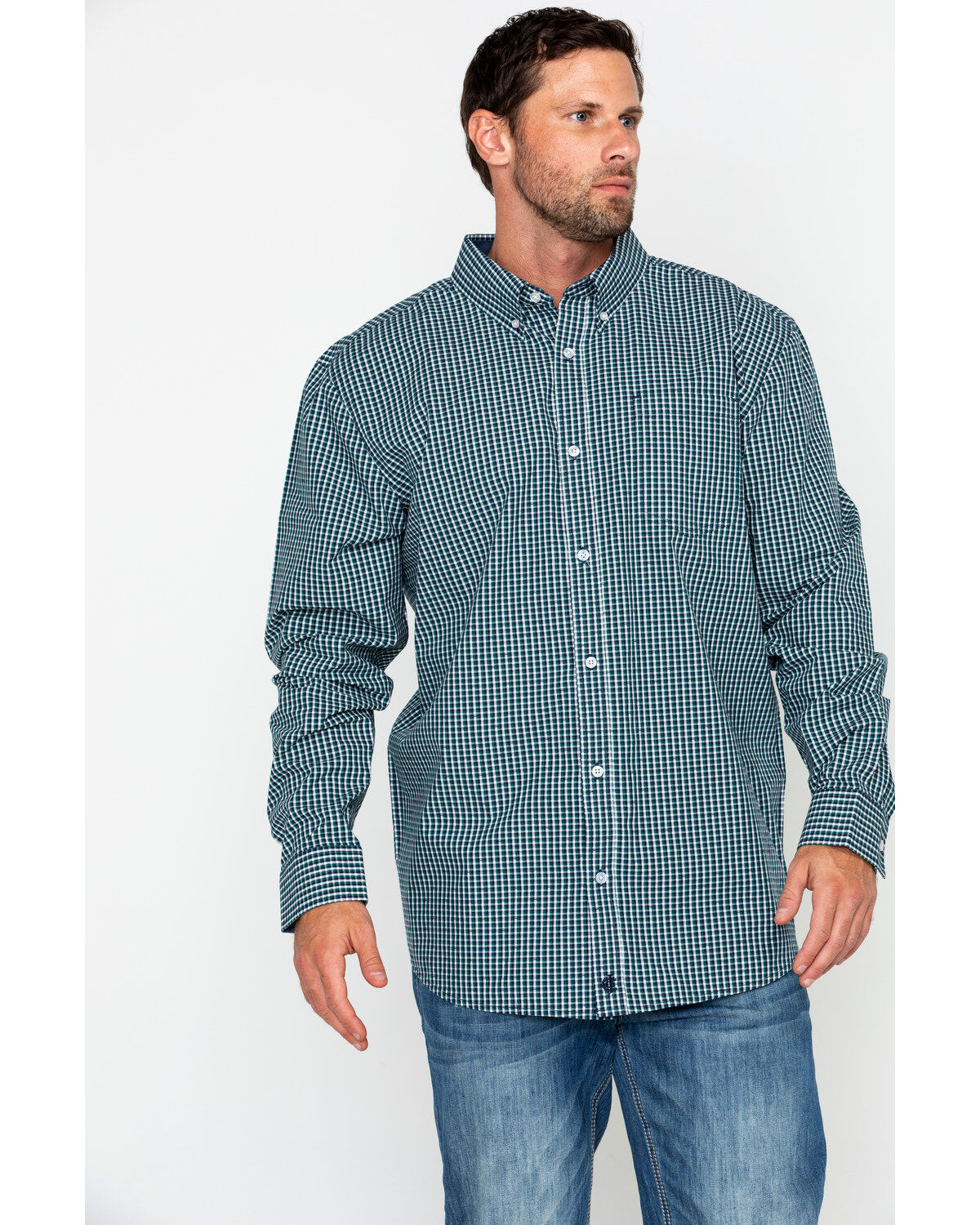 Image #5 - Cody James Core Men's Small Checkered Plaid Long Sleeve Western Shirt, , hi-res