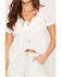 Image #3 - Angie Women's Flutter Sleeve Ruffle Top, White, hi-res