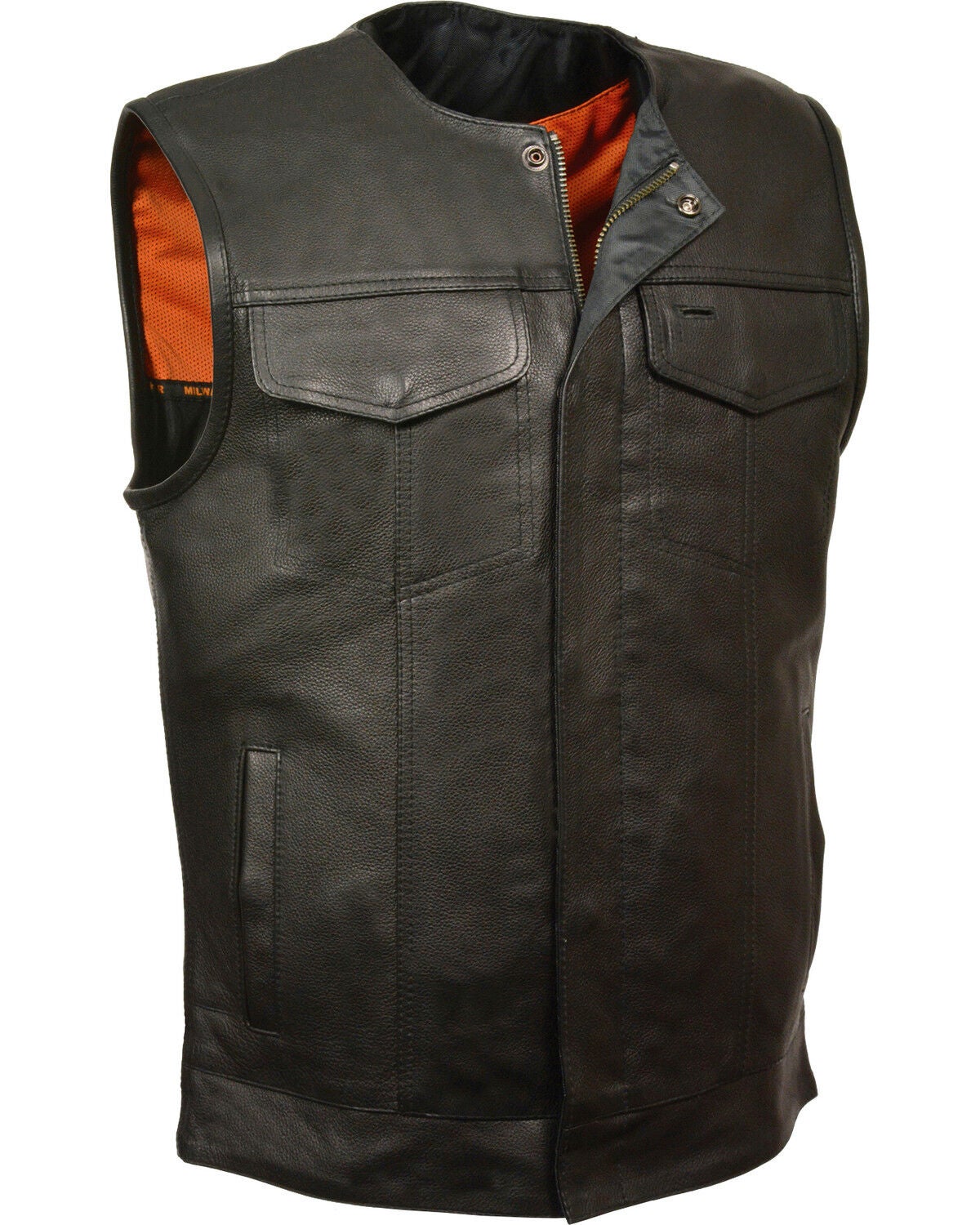 Milwaukee Leather Men's Collarless Club Style Vest - Big 5X, Black, hi-res