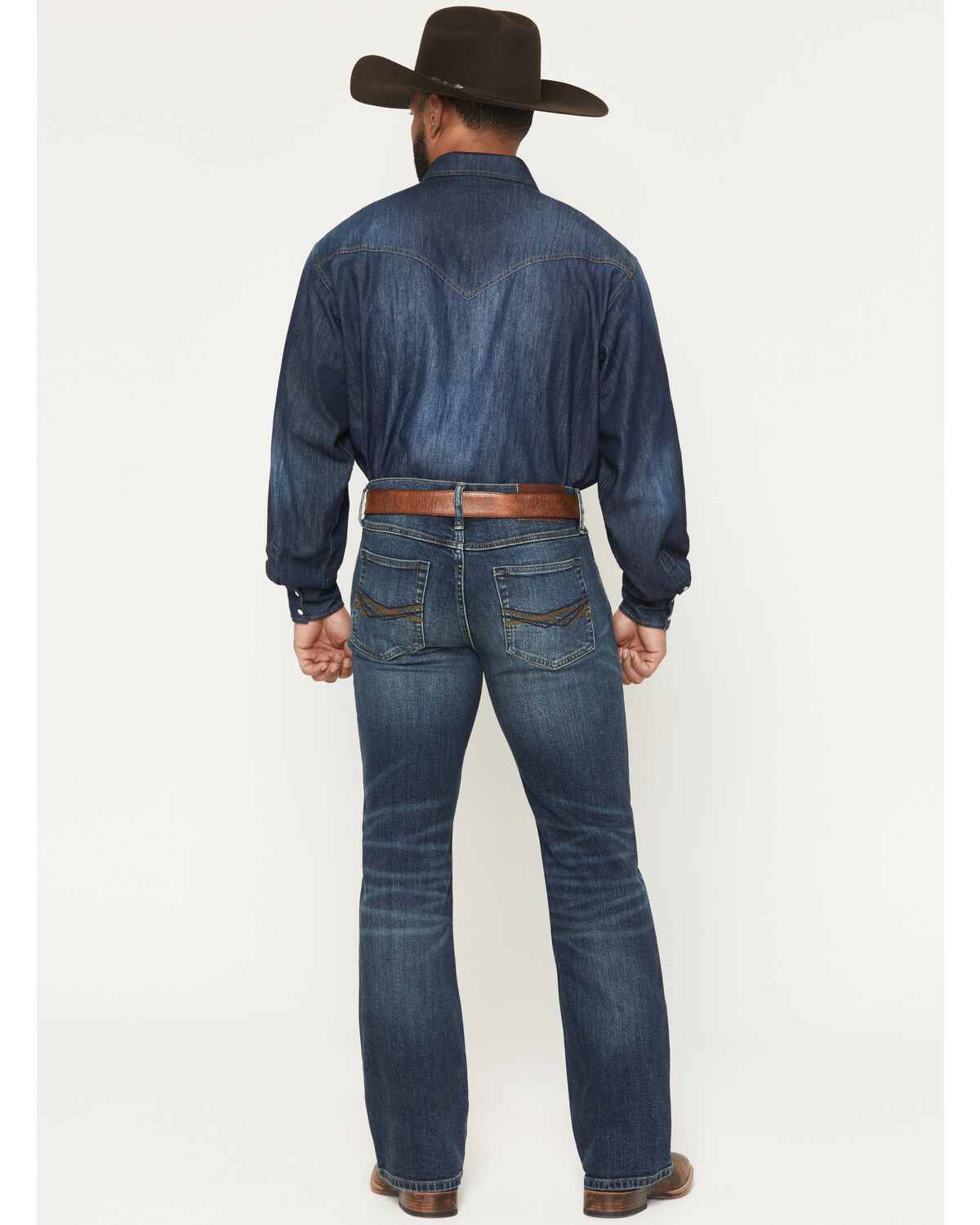 Image #3 - RANK 45® Men's Rockford Wash Brock Relaxed Bootcut Performance Stretch Denim Jeans, Dark Wash, hi-res