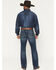 Image #3 - RANK 45® Men's Rockford Wash Brock Relaxed Bootcut Performance Stretch Denim Jeans, Dark Wash, hi-res