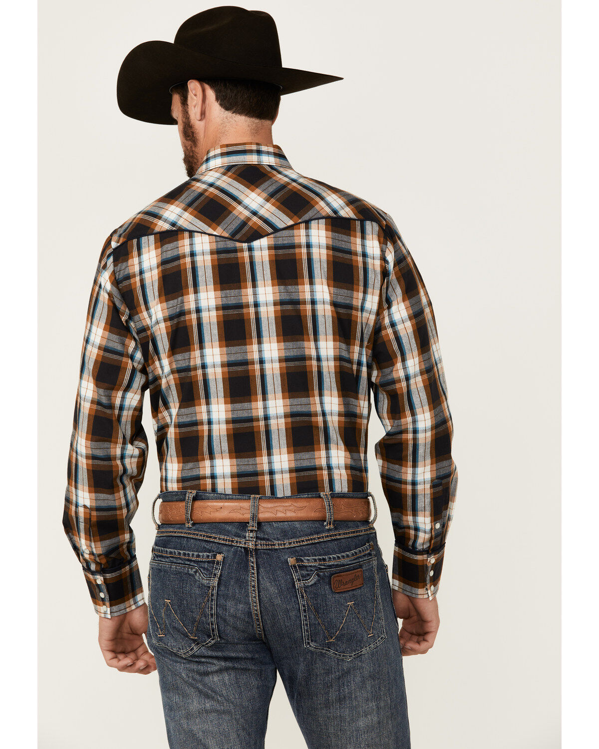 Image #4 - Roper Men's Embroidered Yoke Plaid Print Long Sleeve Snap Western Shirt, Multi, hi-res