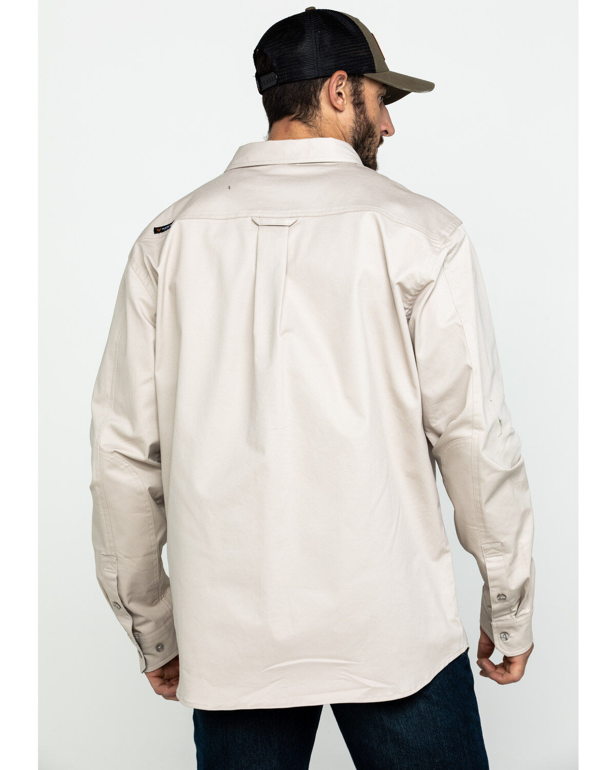 Image #2 - Hawx Men's Khaki Stretch Twill Long Sleeve Work Shirt, Beige/khaki, hi-res