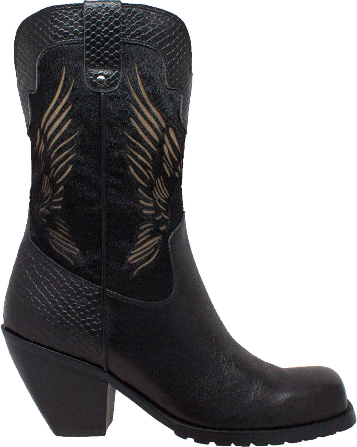 Image #2 - AdTec Women's 11" Laser Eagle Biker Boots, Black, hi-res