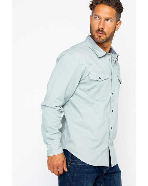 Image #4 - Hawx Men's Twill Pearl Snap Long Sleeve Western Work Shirt - Tall , Grey, hi-res