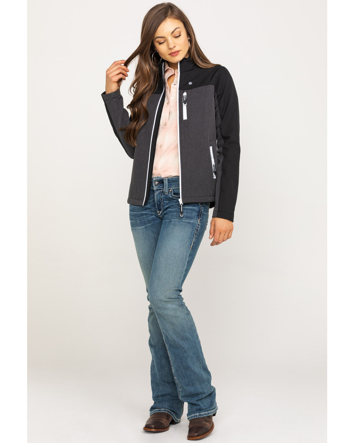 Image #6 - Roper Women's Grey Contrast Softshell Jacket, , hi-res