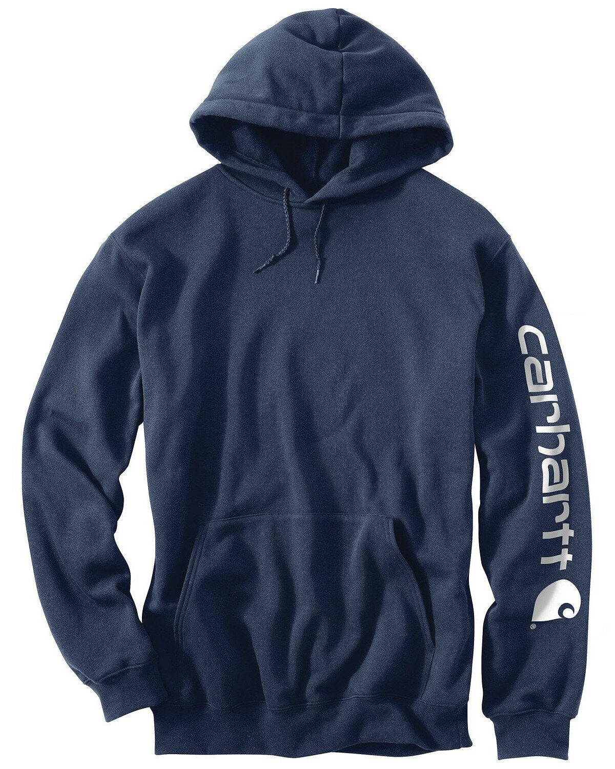 Image #2 - Carhartt Men's Hooded Logo-Sleeve Sweatshirt, Navy, hi-res