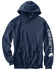 Image #2 - Carhartt Men's Hooded Logo-Sleeve Sweatshirt, Navy, hi-res