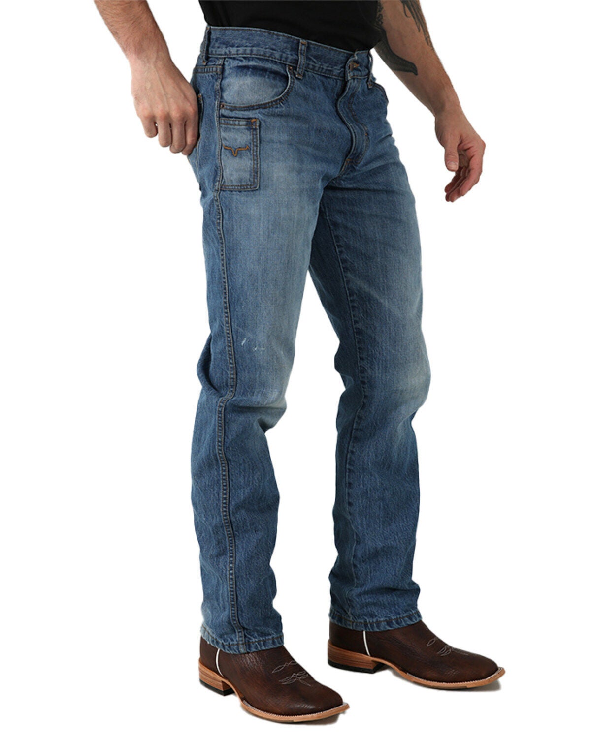 Kimes Ranch Men's Light Wash Barney Mid Rise Slim Bootcut Rigid Denim Jeans, Light Wash, hi-res