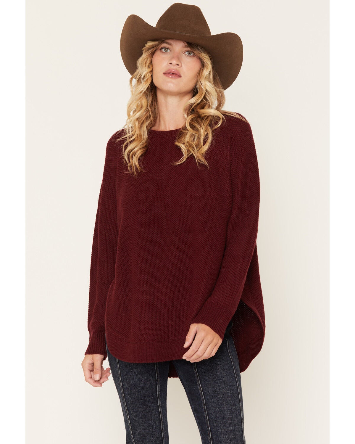 Image #1 - Cotton & Rye Women's Round Bottom Sweater, Burgundy, hi-res