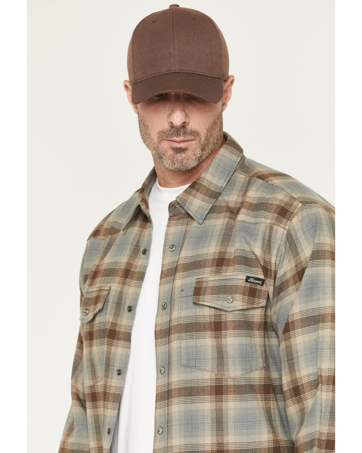 Image #2 - Thorogood Men's Plaid Print Long Sleeve Snap Flannel Shirt, Grey, hi-res