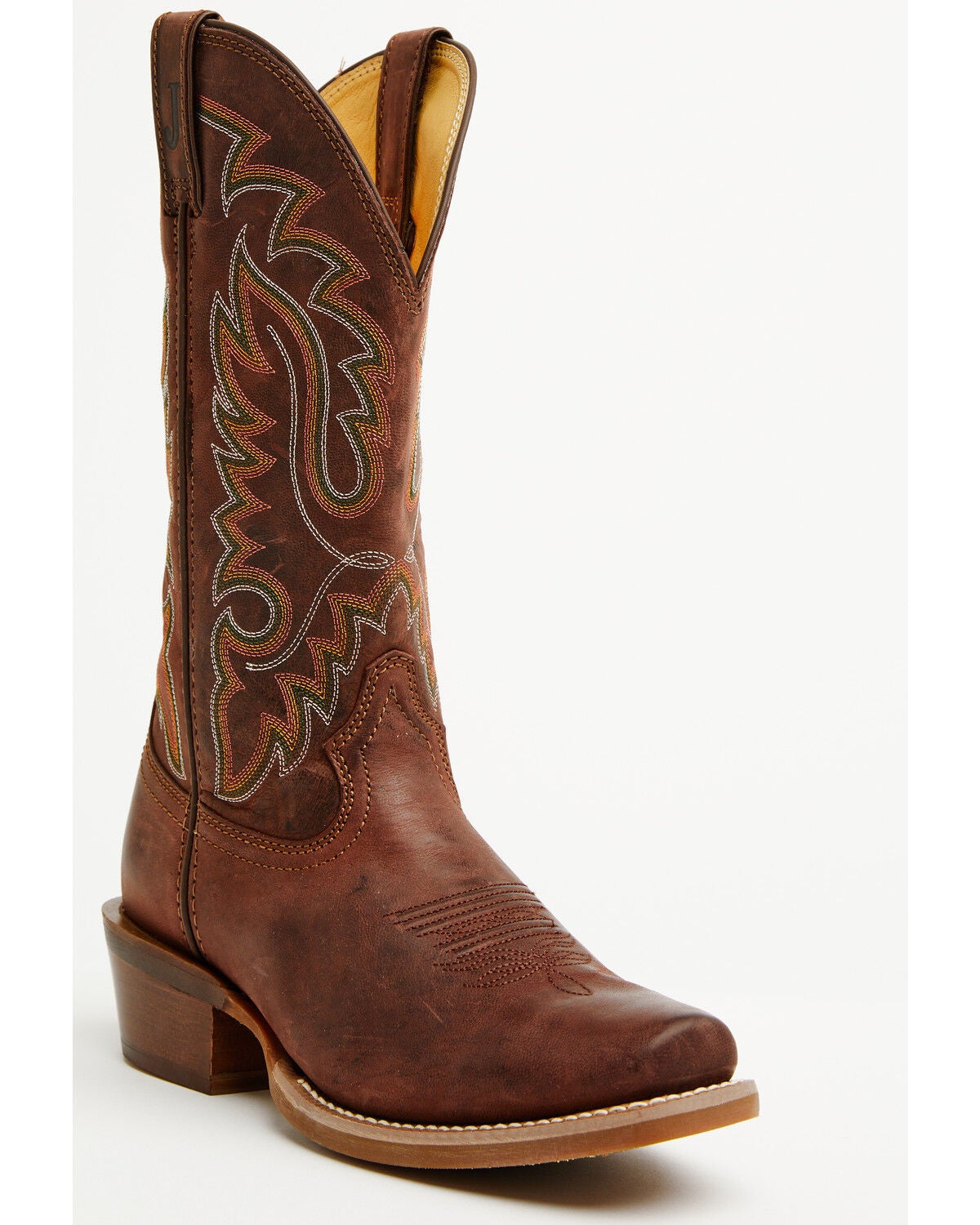 Justin Men's Frontier Cowboy Town Bay Performance Western Boots - Square Toe, Brown, hi-res