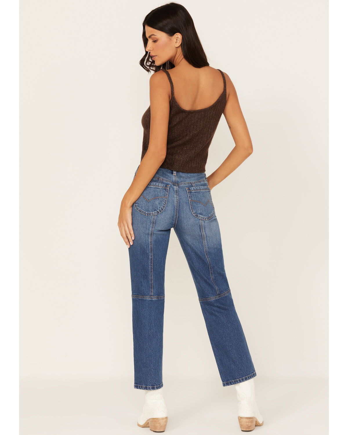 Product Name: Cleo + Wolf Women's Dark Wash High Rise Slim Stretch Straight Jeans