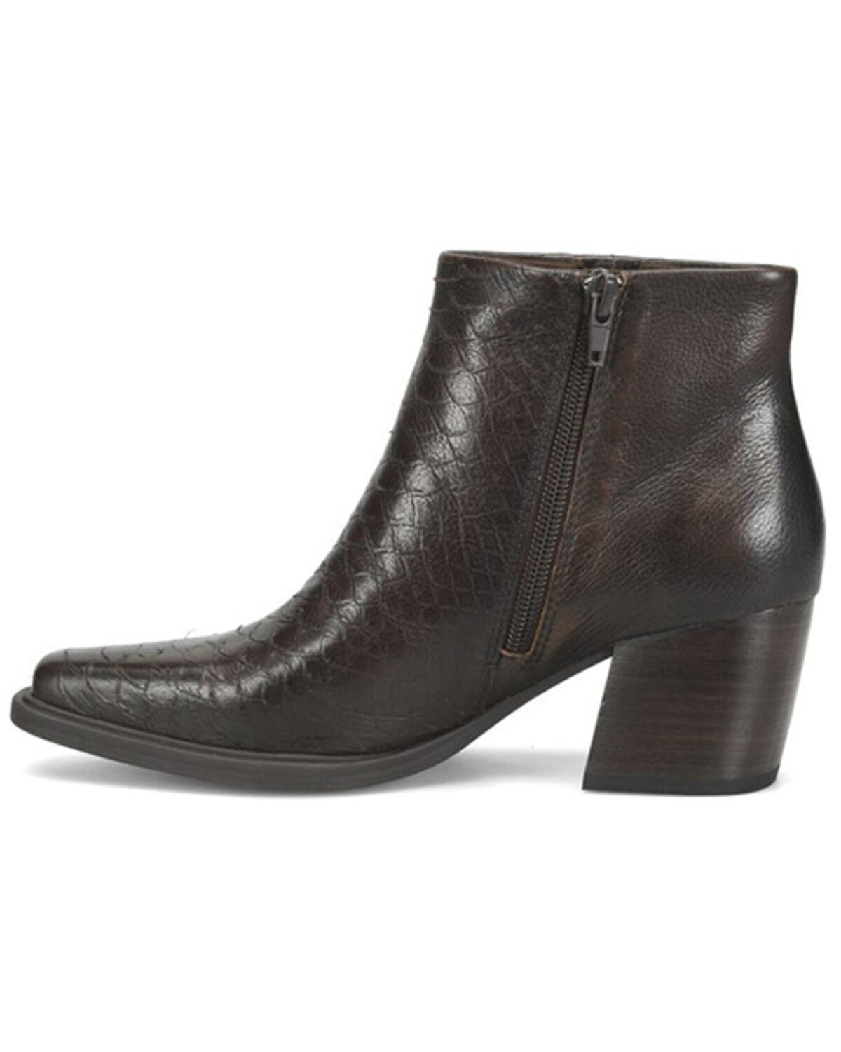 Image #4 - Born Women's Aiken Snakeskin Print Booties - Snip Toe, Brown, hi-res